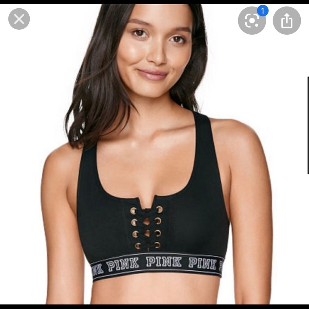 VS Pink Lace-Up Sports Bra